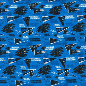 29" x 44" Carolina Panthers Fabric, NFL Cotton Fabric, Retro Print