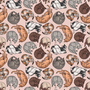 15" x 44" Cat Tales Fabric, Cat Nap by Free Spirit, Sleeping Cats EOB