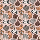 15" x 44" Cat Tales Fabric, Cat Nap by Free Spirit, Sleeping Cats EOB