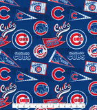 12" x 58" Chicago Cubs Fabric, Vintage, Retro, MLB, Cotton Fabric,