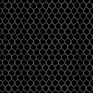 Chicken Wire Fence on Black Fabric by Timeless Treasures, Rolling Hills, Coop