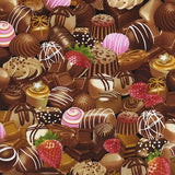 9" x 44" Chocolates Fabric by Timeless Treasures, Chocolate Lover Fabric