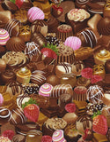 9" x 44" Chocolates Fabric by Timeless Treasures, Chocolate Lover Fabric