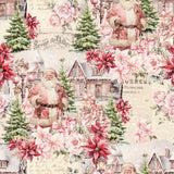 Christmas Magic Scenic Fabric by Blank Quilting Corp, Quilting Fabric, Ivory and Pink #2014-41