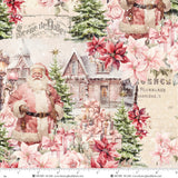Christmas Magic Scenic Fabric by Blank Quilting Corp, Quilting Fabric, Ivory and Pink #2014-41