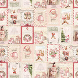 Christmas Magic Labels Fabric by Blank Quilting Corp, Quilting Fabric, Ivory and Pink #2016-41