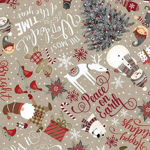 Let it Snow Christmas Words and Snowmen Fabric by Timeless Treasures