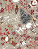 Let it Snow Christmas Words and Snowmen Fabric by Timeless Treasures