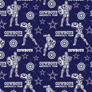 8" x 44" Dallas Cowboys, Marvel Captain America Fabric, Licensed NFL