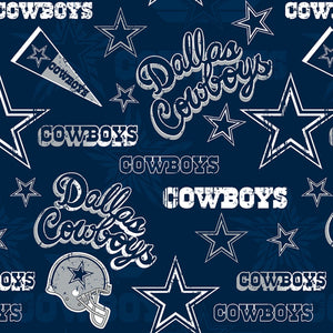 8" x 58" Dallas Cowboys Fabric, Licensed NFL Cotton Fabric, Retro