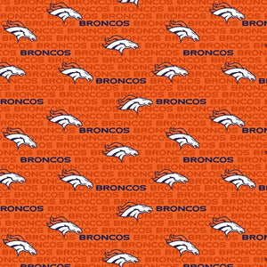 29" x 58" Denver Broncos Fabric, NFL Fabric, Mini Print