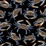 18" x 21" Seaside Getaway, Blue Crabs Fabric by Timeless Treasures, Beach, Ocean, Seafood