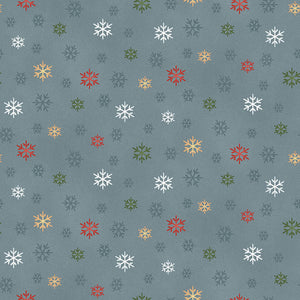 Gardening Snowmen Fabric by Henry Glass, Snowflakes on Blue, Winter Holiday Fabric