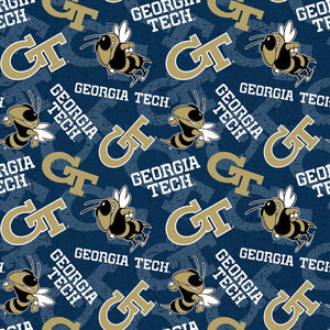 18" x 22" Georgia Tech Fabric, Licensed NCAA Fabric, College, Yellow Jackets
