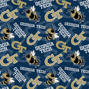 12" x 44" Georgia Tech Fabric, Licensed NCAA Fabric, College, Yellow Jackets