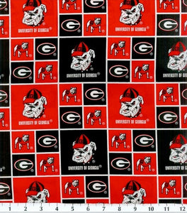 13" x 44" University of Georgia Bulldogs Fabric, Block Style, UGA