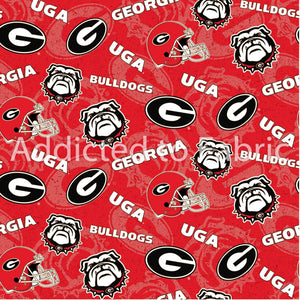 15" x 44" University of Georgia Bulldogs Fabric, Licensed NCAA Fabric
