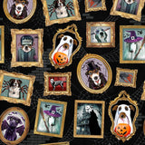 Halloween Pick Your Poison Dog Halloween Portraits Fabric by Timeless Treasures, Quilting Cotton