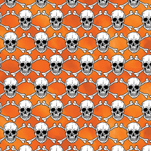 Halloween Spirit Glowing Skulls Orange Fabric by Kanvas Studio for Benartex