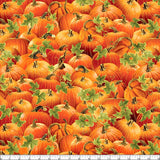 Harvest Festival Harvest Pumpkins Russet Fabric by Benartex, Gold Metallic, Fall Fabric, Quilting Fabric