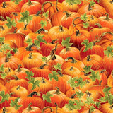 Harvest Festival Harvest Pumpkins Russet Fabric by Benartex, Gold Metallic, Fall Fabric, Quilting Fabric