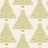 Holiday Sparkle Festive Trees Fabric by Benartex, Cream, Gold Metallic