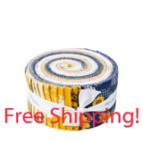 Honey Bees and Flowers Please, 2.5" Rolie Polie, Jelly Roll 40 pc, by Riley Blake Designs