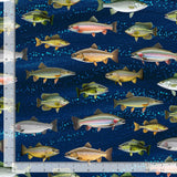 Lakeside Cabin Fish Fabric by Timeless Treasures, Trout