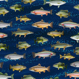 Lakeside Cabin Fish Fabric by Timeless Treasures, Trout