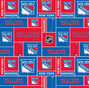8" x 44" New York Rangers Fabric, Licensed NHL, Hockey