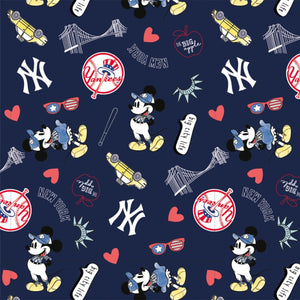 7" x 44" New York Yankees Disney Mickey Mouse Fabric, Licensed MLB Fabric