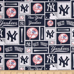 12" x 44" New York Yankees Fabric Licensed MLB, Cotton Fabric