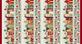 Nordic Holiday Village Fabric Border Stripe Cream by Henry Glass, Scandinavian Christmas