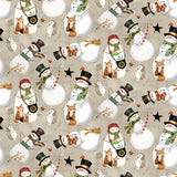 Northern Christmas Snowmen Neutral Fabric by Riley Blake Designs, Quilting Fabric