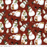 Northern Christmas Snowmen Red Fabric by Riley Blake Designs, Quilting Fabric