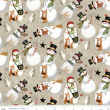 Northern Christmas Snowmen Neutral Fabric by Riley Blake Designs, Quilting Fabric