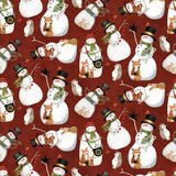 Northern Christmas Snowmen Red Fabric by Riley Blake Designs, Quilting Fabric