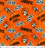 15" x 44" Oklahoma State Cowboys Fabric, OSU, Licensed Fabric