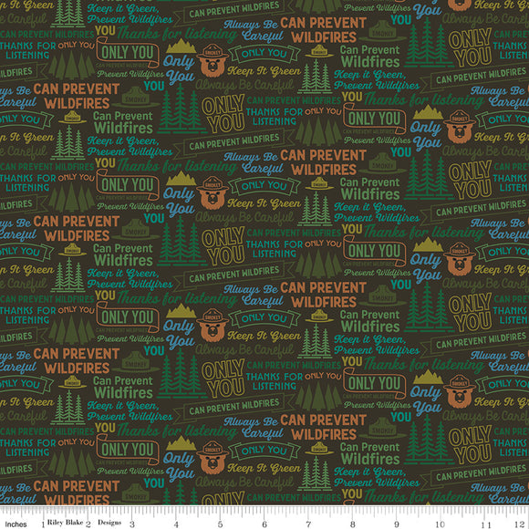 Only You Smokey Bear Fabric by Riley Blake Designs, Catchphrase Bark, Words