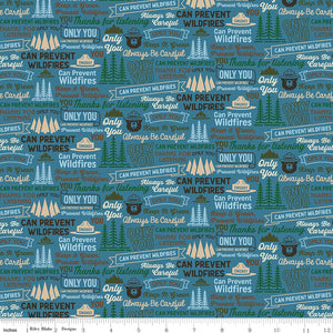 Only You Smokey Bear Fabric by Riley Blake Designs, Catchphrase Cadet Blue, Words