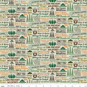 Only You Smokey Bear Fabric by Riley Blake Designs, Catchphrase Cream, Words
