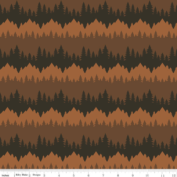 Only You Smokey Bear Fabric by Riley Blake Designs, Tree Stripe Brown