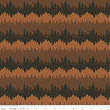 Only You Smokey Bear Fabric by Riley Blake Designs, Tree Stripe Brown, Quilting Fabric