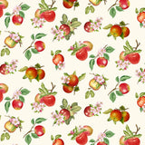 Orchard Valley Tossed Apples with Leaves on Cream Fabric by Timeless Treasures