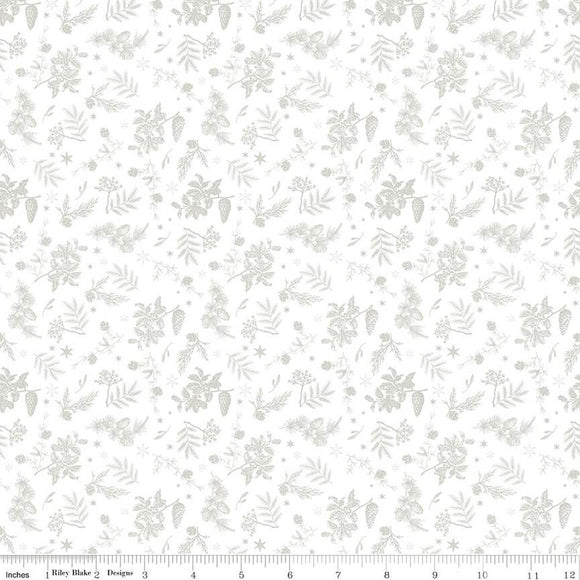 Peace on Earth Sprigs Fabric by Riley Blake, Christmas Fabric, White on White