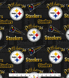 9" x 58" Pittsburgh Steelers Fabric, Licensed NFL Cotton Fabric, Retro