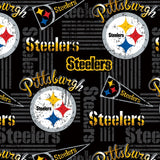 9" x 58" Pittsburgh Steelers Fabric, Licensed NFL Cotton Fabric, Retro