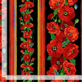 Poppy Dreams Fabric by Timeless Treasures, Poppy 11" Stripe