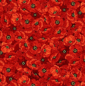 Poppy Dreams Fabric by Timeless Treasures, Packed Poppies