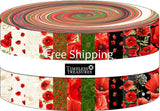 Free Shipping - Poppy Passion Jelly Roll, Fabric Strips by Timeless Treasures, 40 strips - 2.5" wide